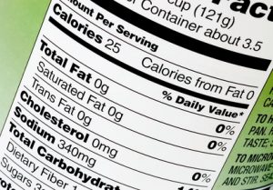 Food label showing nutritional information